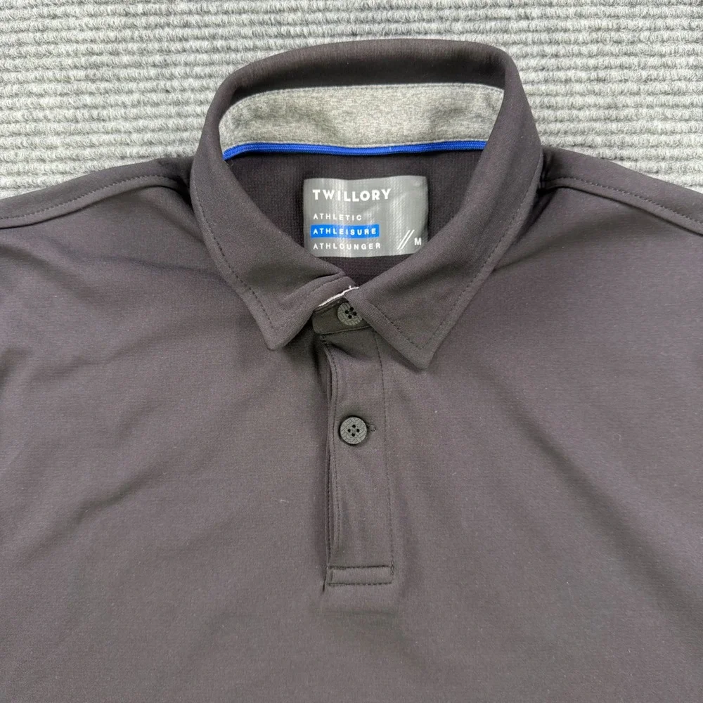 Twillory‎ Athleisure Polo Shirt Mens Medium Black Athlounger Short Sleeve Golf